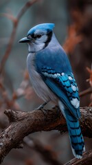 beautiful blue bird in green lush nature 