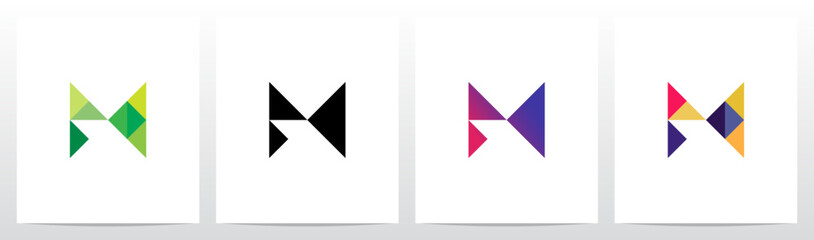 Triangles Geometric Futuristic Minimalist Modern Letter Initial Logo Design M