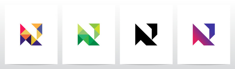 Triangles Geometric Futuristic Minimalist Modern Letter Initial Logo Design N