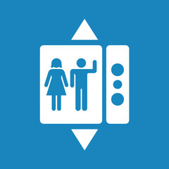 Obraz premium Elevator sign vector illustration on blue background safety direction