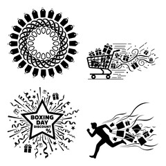 Obraz premium Boxing Day Offer Label Gift Box Design Y Vector Illustration