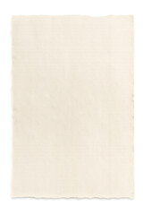 Handmade White Watercolor Paper with Deckled Edges and Soft Shadow on Transparent Background