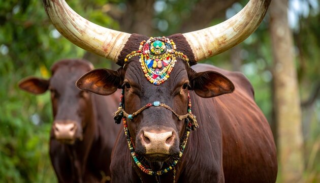 Majestic Ankole-Watusi Cattle - A Portrait of African Bovine Beauty.