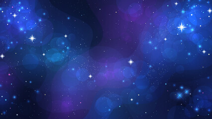 キラキラ輝く宇宙の星の背景イラスト_16:9