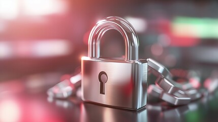 An abstract representation of a digital lock on a glowing globe, protecting interconnected networks