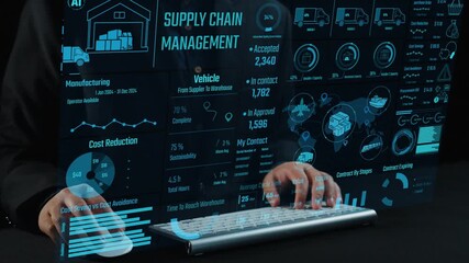 Explore a modern supply chain management approach featuring AI technology and data visualization, aimed at improving operational efficiency and reducing costs in warehousing. Cipher - Powered by Adobe