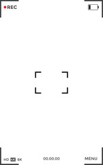 Obraz premium Camera Viewfinder Screen and Photography Interface icon Set. Video Recording Frame and Shutter Screen symbols. Digital Camera Display sign