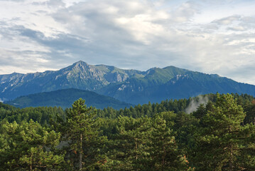Obraz premium Mountain landscape with blue sky in Romania