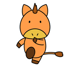 走るかわいい馬のキャラクター　イラスト