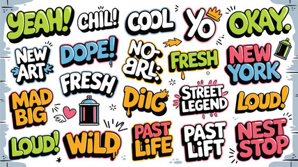 Dynamic Graffiti Style Word Art Collection .