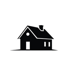 Black silhouette of a simple house with a chimney home