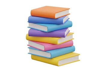 Stack of colorful books illustration on transparent background