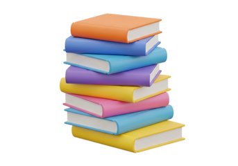 Stack of colorful books illustration on transparent background
