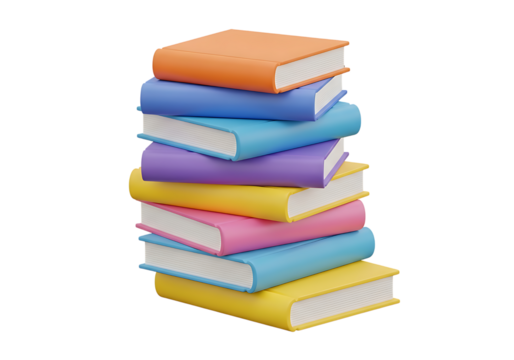 Stack of colorful books illustration on transparent background - Powered by Adobe