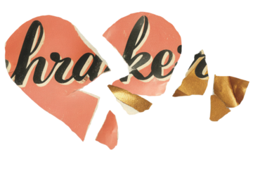 Heart stamp certified heartbreaker, vintage collage style combining analog textures and bold typography