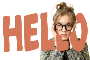 .Retro woman phone wifi irony, humorous collage combining vintage photography and bold text