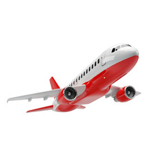 Fototapeta premium Jet airplane flight in the sky white and red aircraft airliner jet travel transport