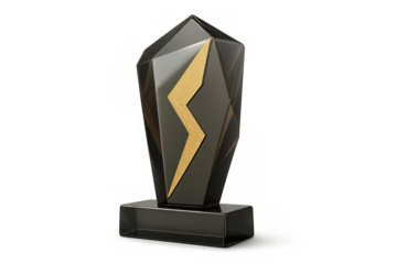 Black and gold trophy representing achievement, success, power, speed, energy, and winning a prize or award
