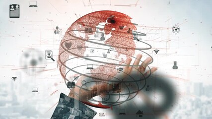 A visually engaging depiction of a global network, showcasing interconnected devices and social media elements, symbolizing digital communication and support. Xenic - Powered by Adobe