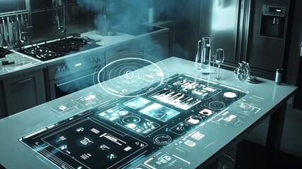 Futuristic Kitchen with Holographic Interface - A Glimpse into Tomorrows Cooking.