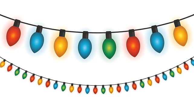 Colorful christmas lights isolated on white background for holiday decoration