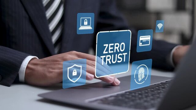 Zero trust and security concept, Business security network and private data. Fingerprint, cyber crime, Thieves protection, Internet connectivity.