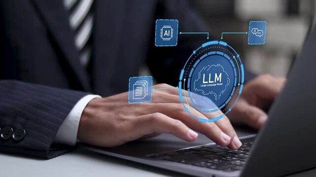 LLM, large language model concept. Artificial intelligence driven automation technology. chat AI, language model distinguished by its general-purpose language generation capability. 