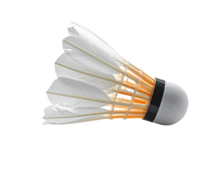 Dynamic Side-Angle of Colorful Badminton Shuttlecock, isolated on transparent background.
