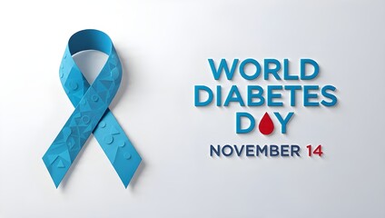 World diabetes day awareness ribbon with geometric design on white background, november 14