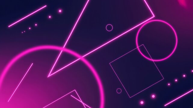 Neon Pink Geometric Shapes on Dark Gradient Background