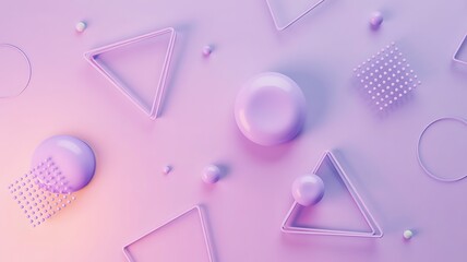 Pastel Geometric Shapes Scattered on Soft Background