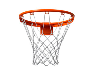  Orange Metal Basketball Hoop with Net, isolated on transparent background.