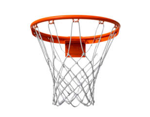  Orange Metal Basketball Hoop with Net, isolated on transparent background.
