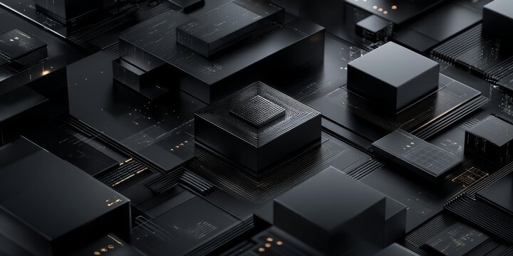 Digital Complexity: A close-up view of intricate computer circuitry with integrated circuits forming a complex and abstract design. Demonstrates the cutting edge of digital technology. - Powered by Adobe