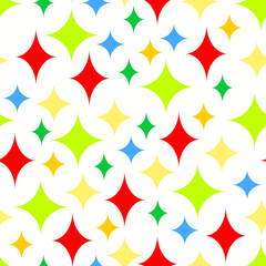 Children's multicolored seamless pattern of bright stars on a white background