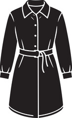 Classic women's long-sleeved belted shirt dress fashion apparel vector icon Vector