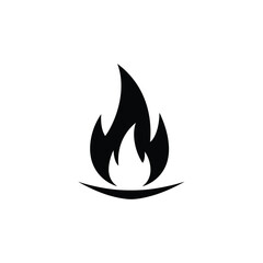 Black stylized flame icon on white background fire