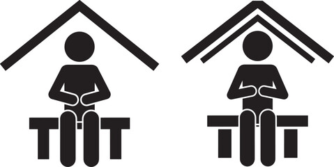 Two people sitting under shelter silhouette