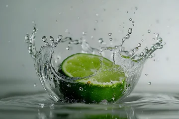 Tableau sur plexiglas  Lime splashing in water with dynamic droplets  © Mohammed