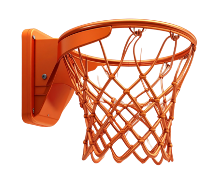 Stylized 3D Illustration of Orange Basketball Hoop, isolated on transparent background. - Powered by Adobe