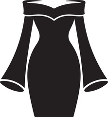 Stylish black off-shoulder bodycon dress with long sleeves for fashion design Vector
