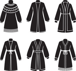 Collection of various black flat design fashion garments and clothing items vector Vector