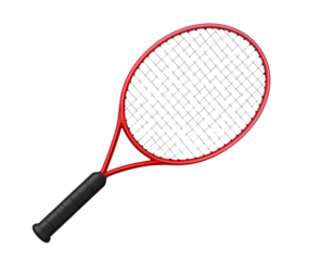 Stylized Red Badminton Racket Illustration, isolated on transparent background.