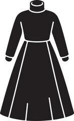Elegant black silhouette of a long-sleeved formal dress with high collar design Vector