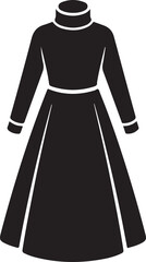 Black elegant long dress icon with turtleneck and a-line skirt design illustration Vector