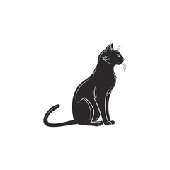 Elegant Sitting Cat Silhouette