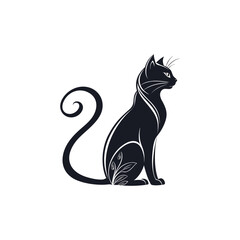 Elegant Sitting Cat Silhouette Vector Design