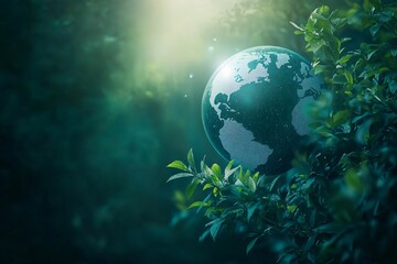 Planet Earth in space with blue oceans and continents under sunlight