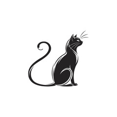 Elegant Sitting Cat Silhouette Vector Illustration