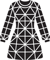 Geometric pattern long sleeve black dress icon illustration for fashion design Vector